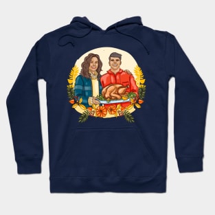 People Celebrating thanksgiving Hand Drawn Hoodie